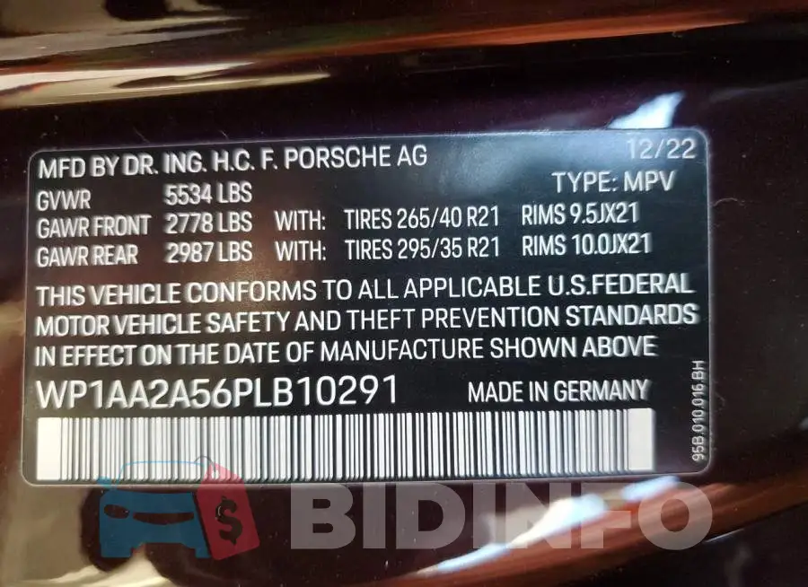 WP1AA2A56PLB10291 Photo# 13