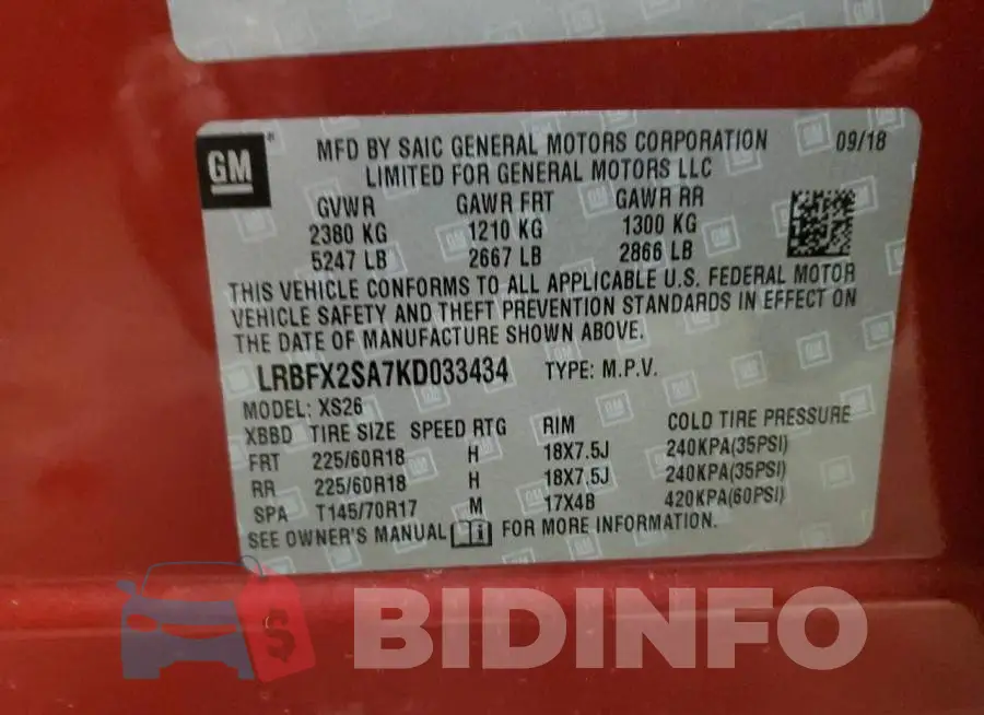 LRBFX2SA7KD033434 Photo# 14