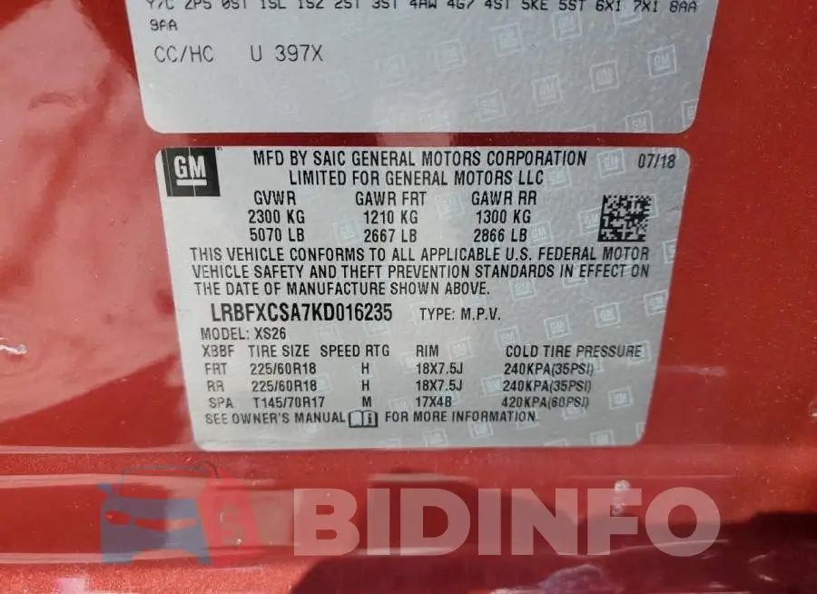 LRBFXCSA7KD016235 Photo# 13