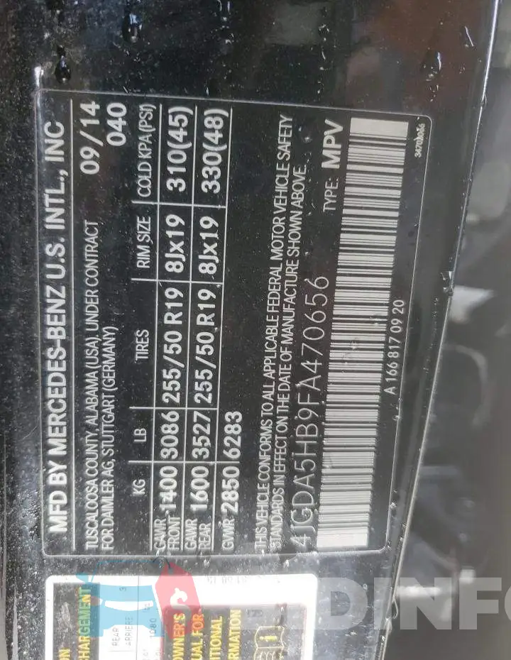 4JGDA5HB9FA470656 Photo# 14