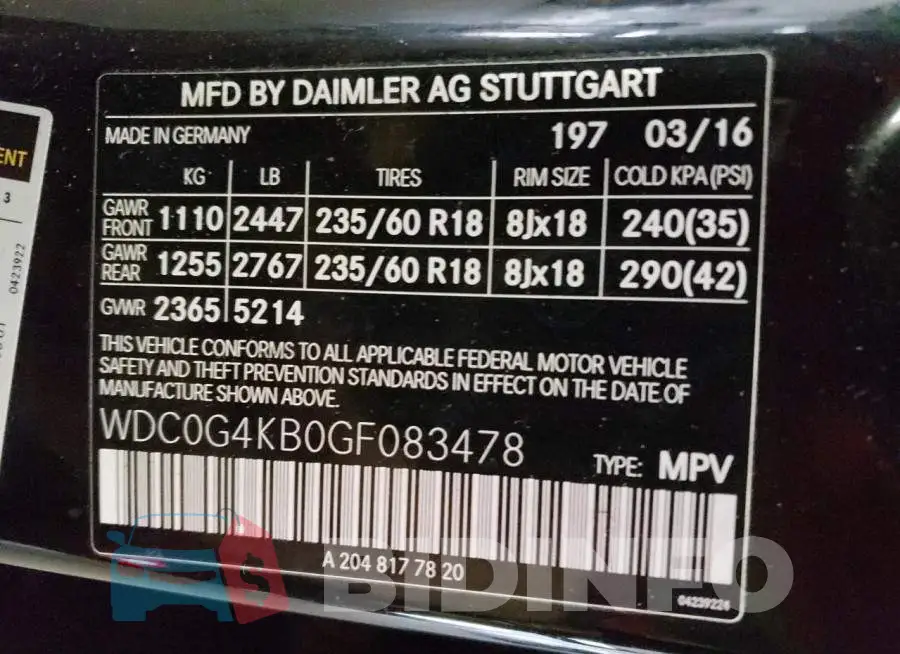 WDC0G4KB0GF083478 Photo# 12