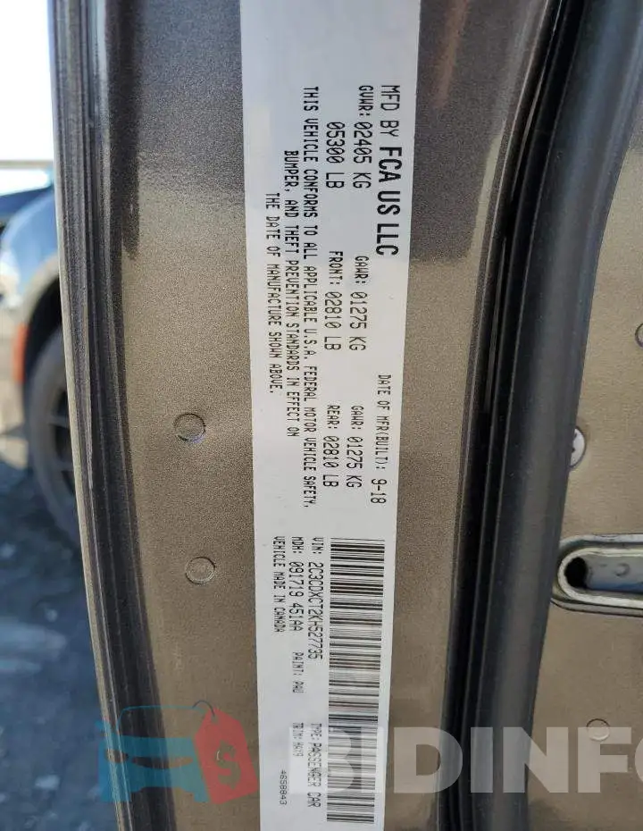 2C3CDXCT2KH527735 Photo# 12