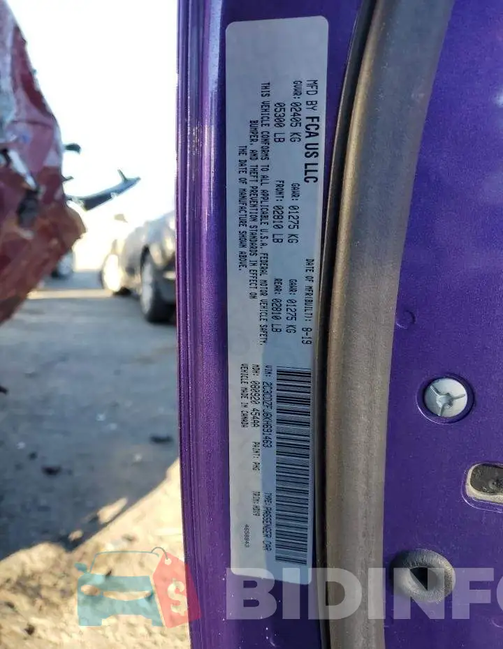 2C3CDZFJ6KH691463 Photo# 12