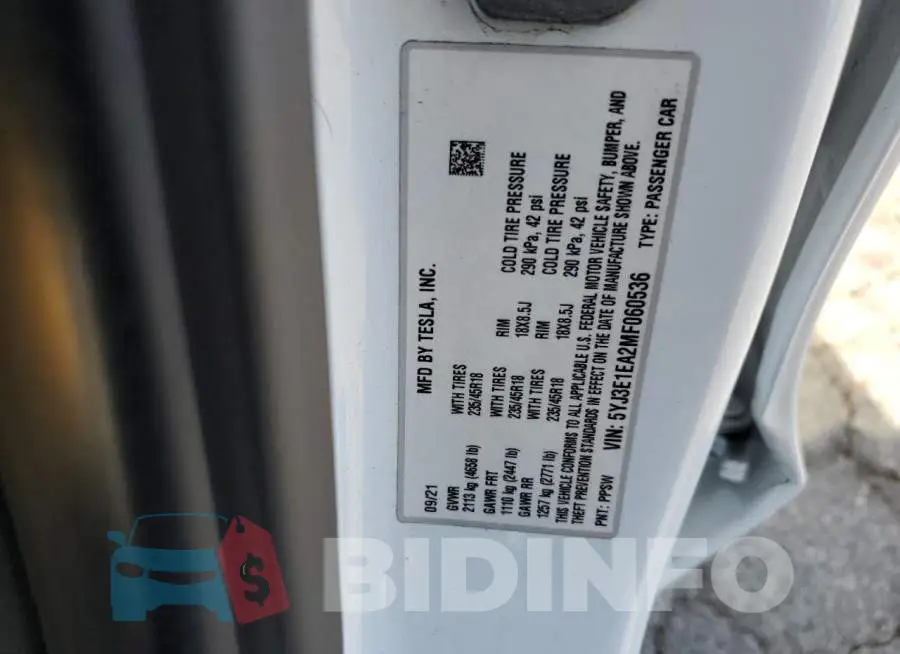5YJ3E1EA2MF060536 Photo# 12