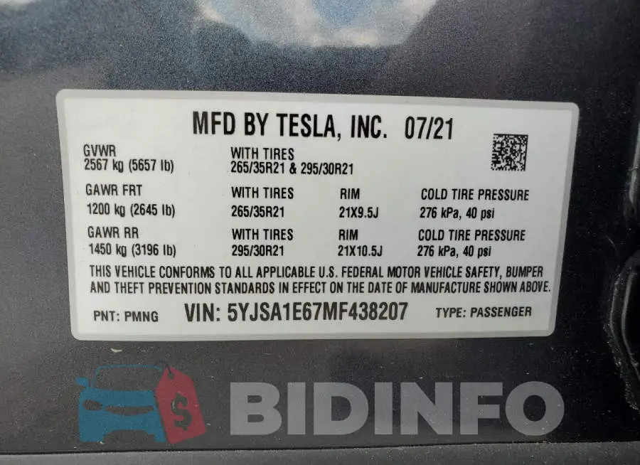 5YJSA1E67MF438207 Photo# 12