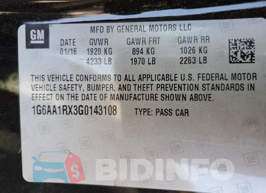 1G6AA1RX3G0143108 Photo# 12