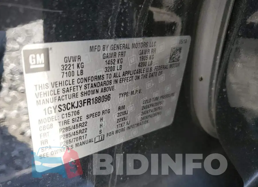 1GYS3CKJ3FR188096 Photo# 13