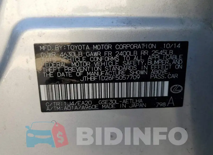 JTHBF1D26F5057709 Photo# 13