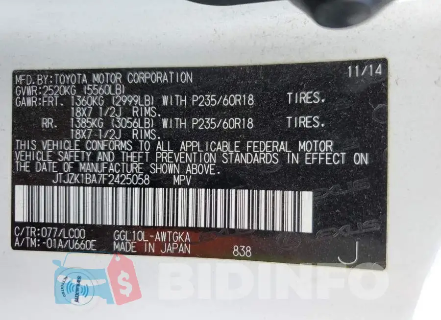 JTJZK1BA7F2425058 Photo# 14