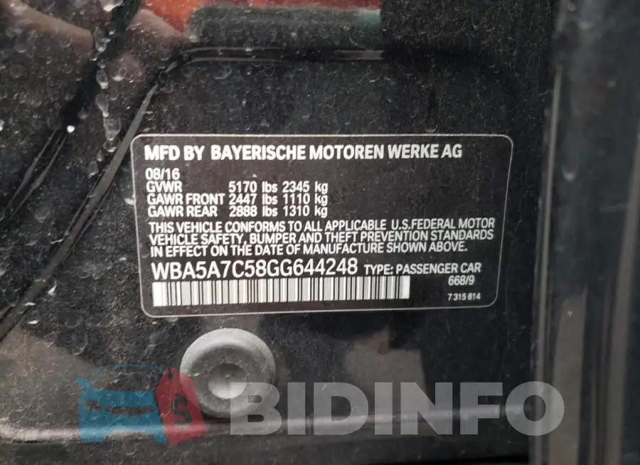 WBA5A7C58GG644248 Photo# 10