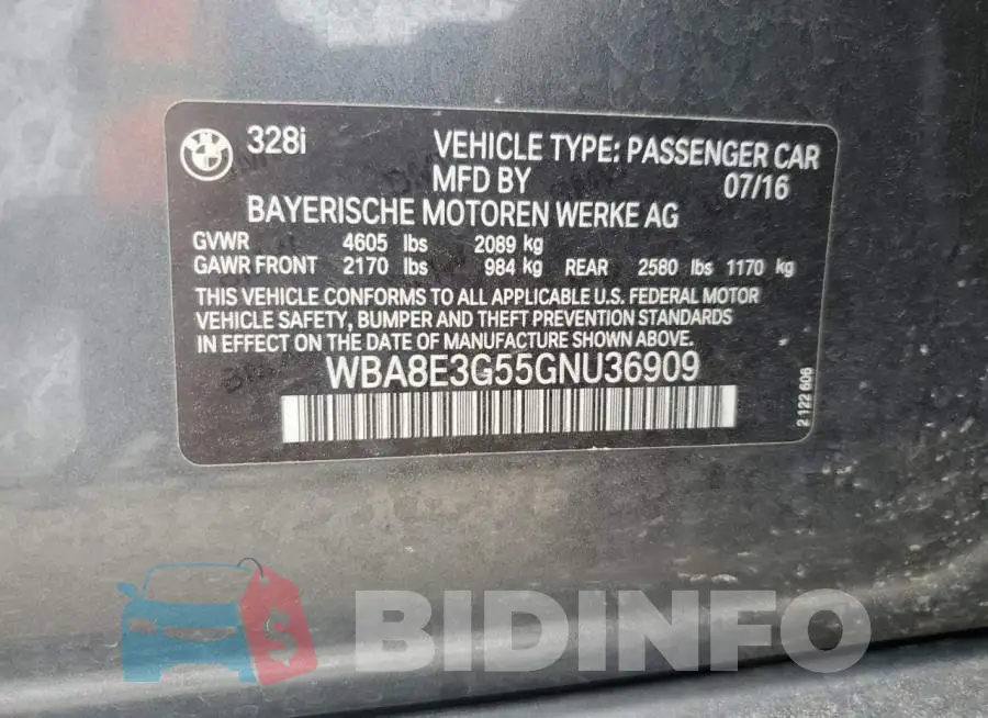 WBA8E3G55GNU36909 Photo# 12