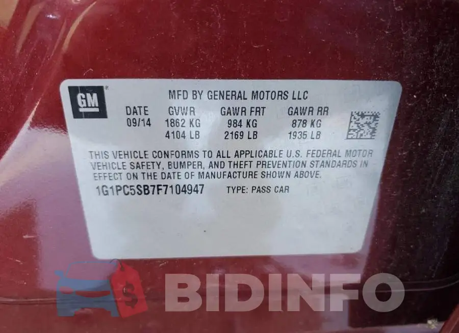 1G1PC5SB7F7104947 Photo# 12