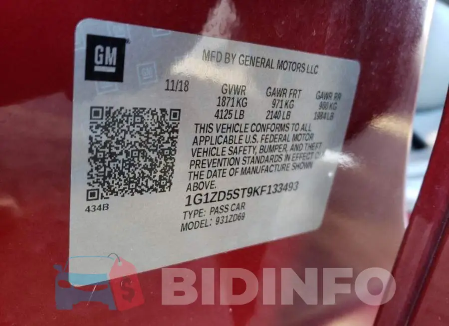 1G1ZD5ST9KF133493 Photo# 12