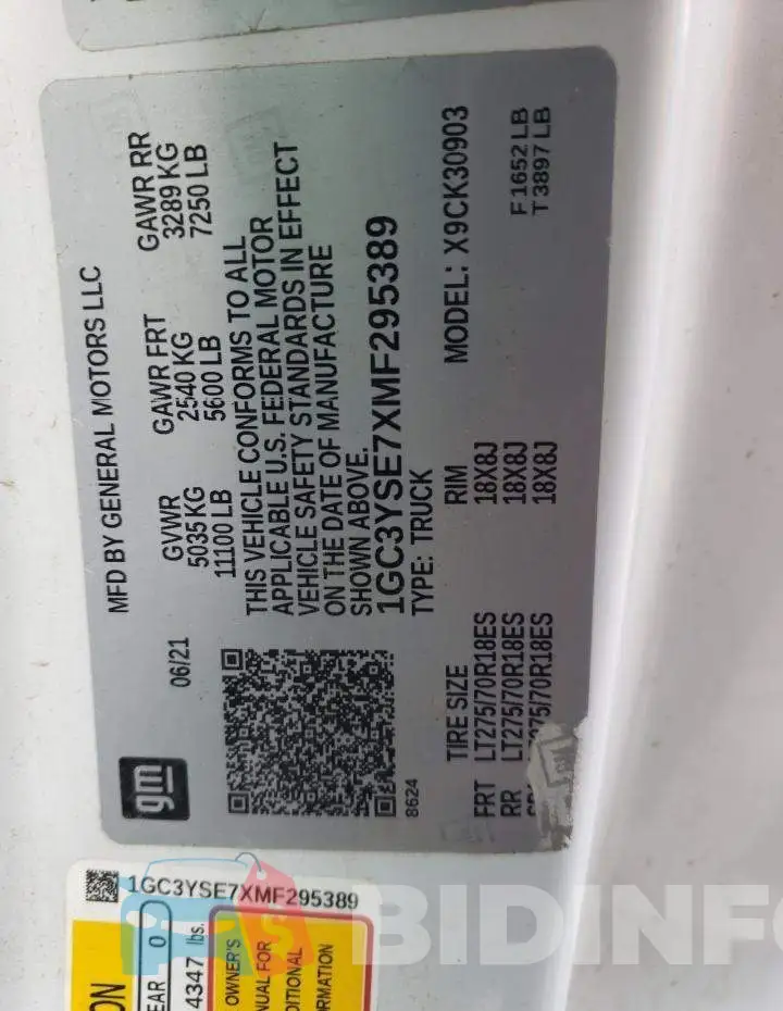 1GC3YSE7XMF295389 Photo# 12