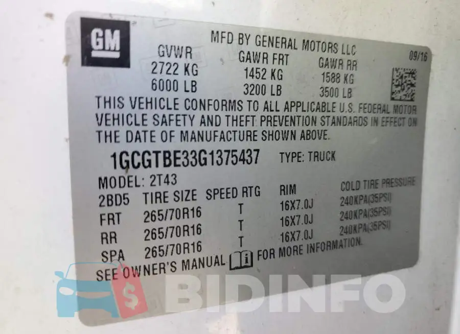 1GCGTBE33G1375437 Photo# 12