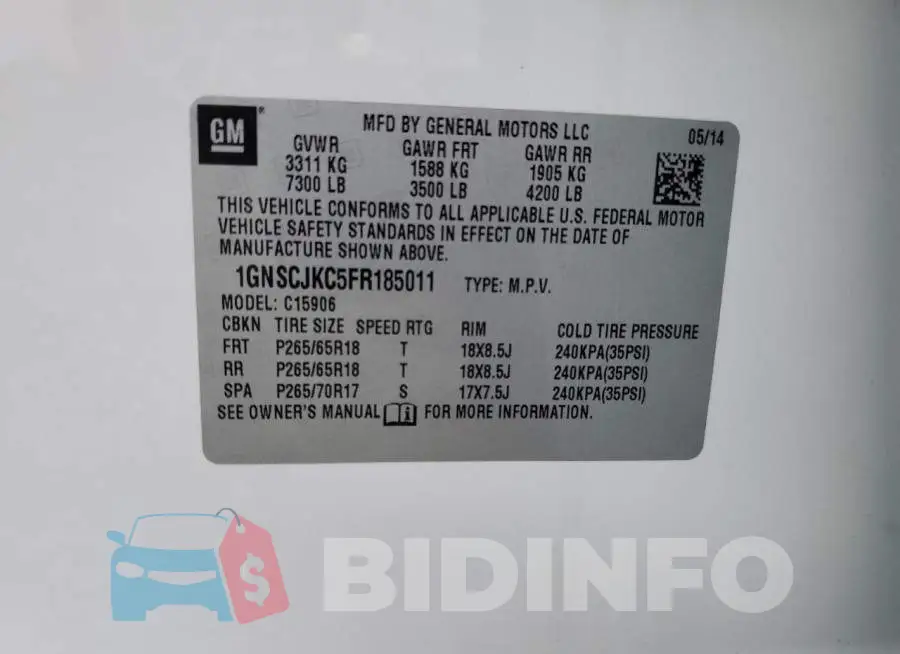 1GNSCJKC5FR185011 Photo# 13