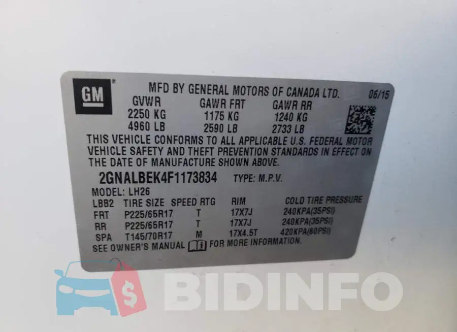2GNALBEK4F1173834 Photo# 12