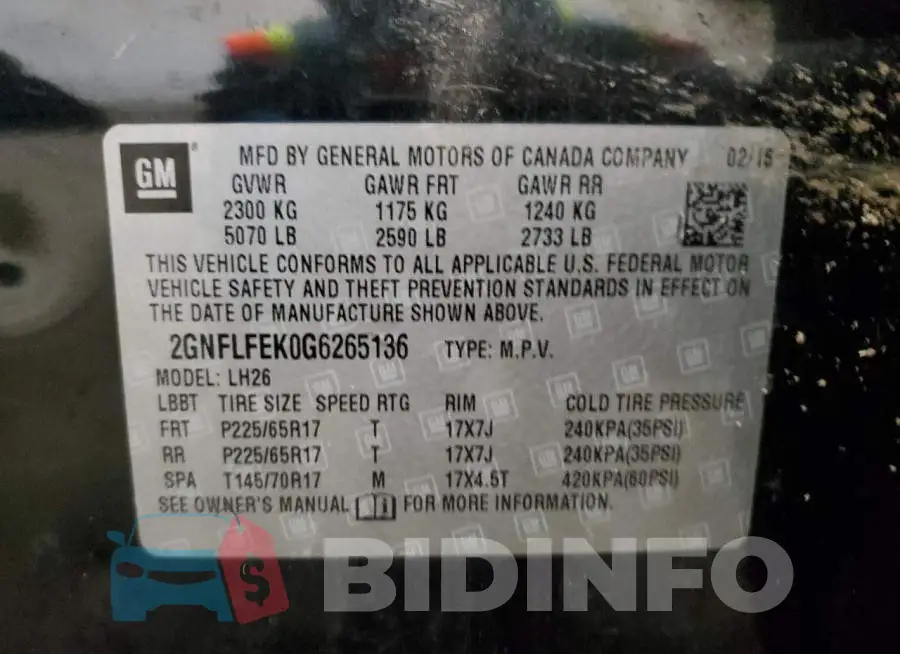 2GNFLFEK0G6265136 Photo# 13