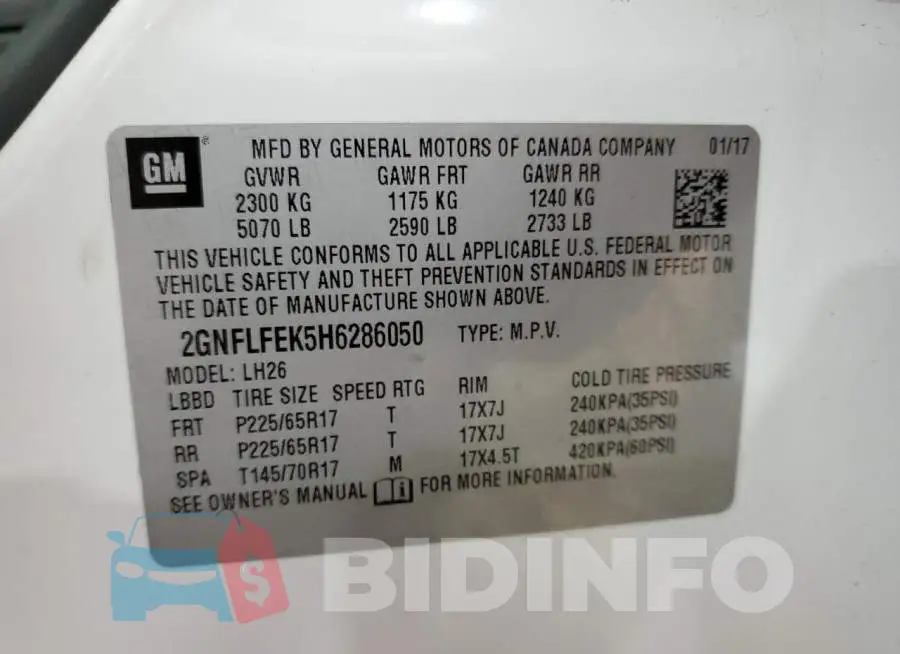2GNFLFEK5H6286050 Photo# 13