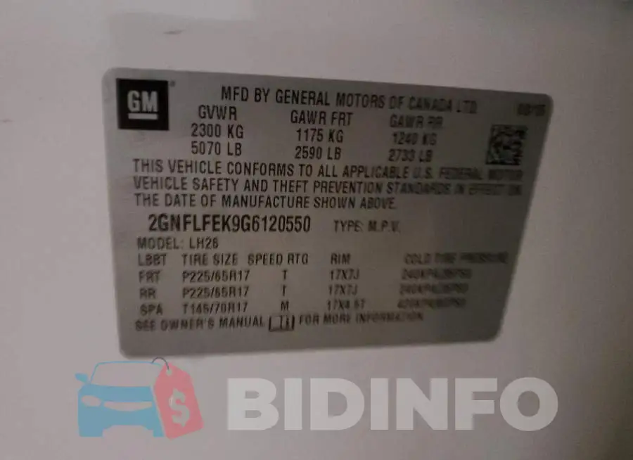 2GNFLFEK9G6120550 Photo# 12