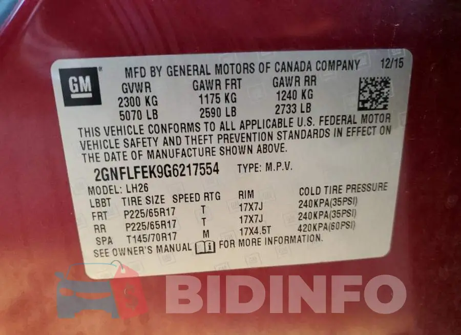 2GNFLFEK9G6217554 Photo# 13