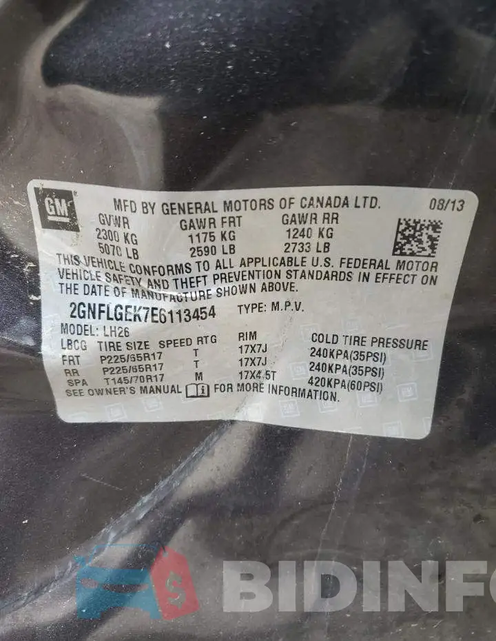 2GNFLGEK7E6113454 Photo# 13