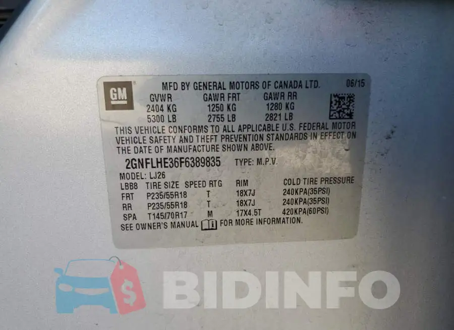 2GNFLHE36F6389835 Photo# 13