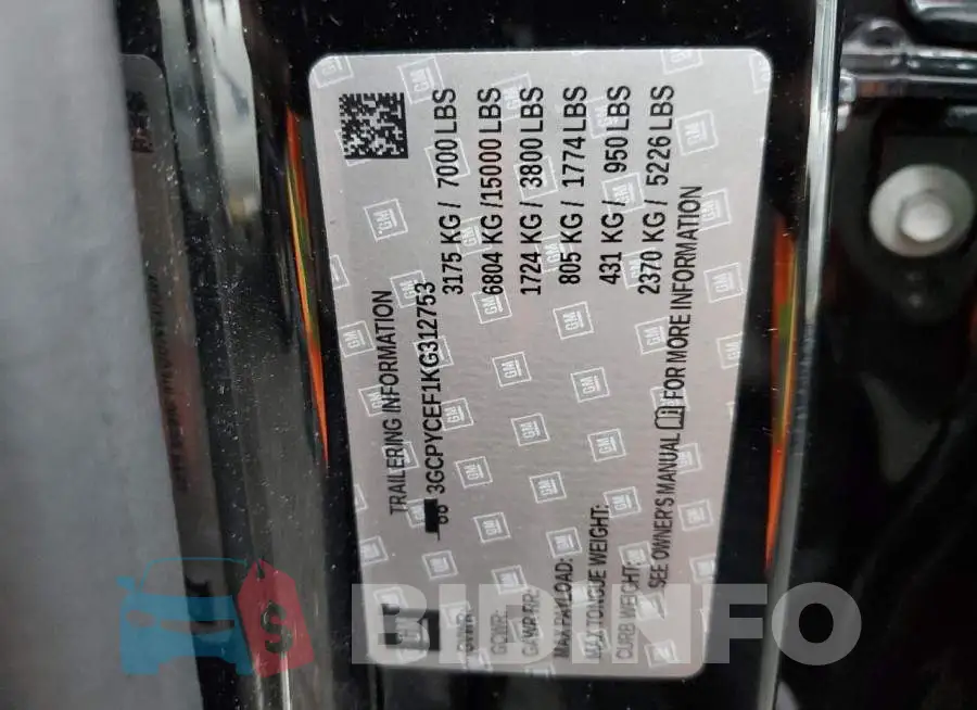 3GCPYCEF1KG312753 Photo# 12