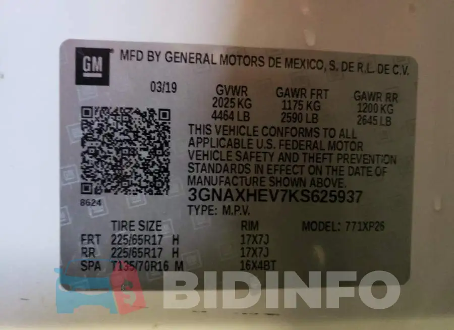 3GNAXHEV7KS625937 Photo# 12