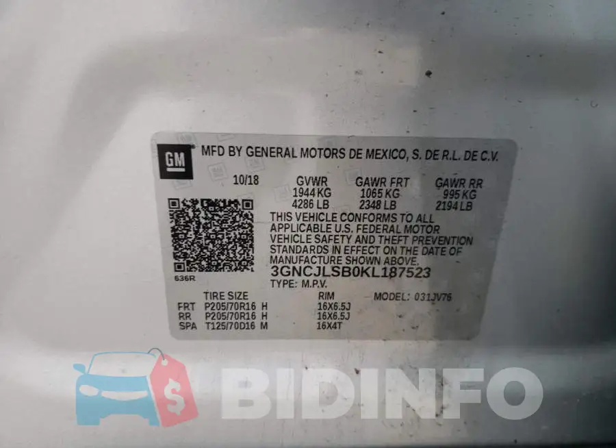 3GNCJLSB0KL187523 Photo# 12