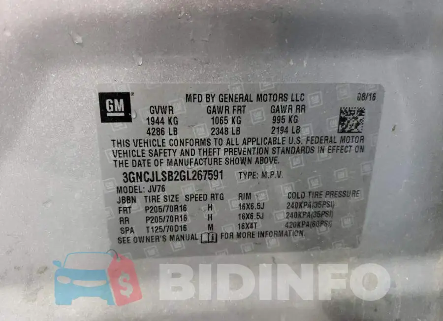 3GNCJLSB2GL267591 Photo# 13