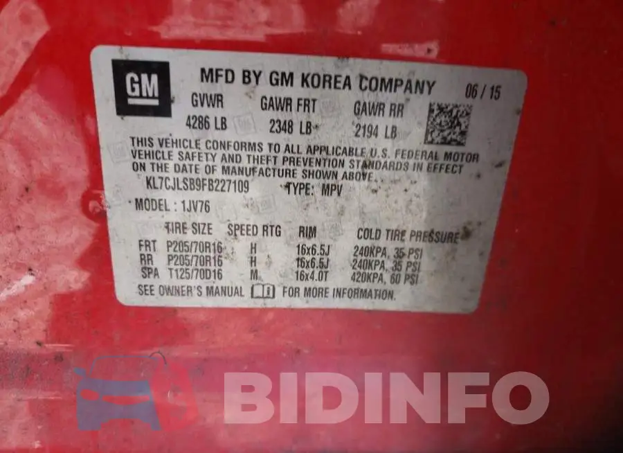 KL7CJLSB9FB227109 Photo# 13