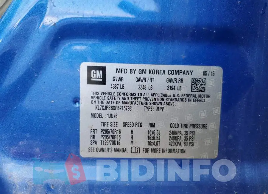 KL7CJPSBXFB215798 Photo# 13