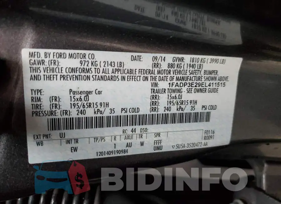 1FADP3E29EL411515 Photo# 12