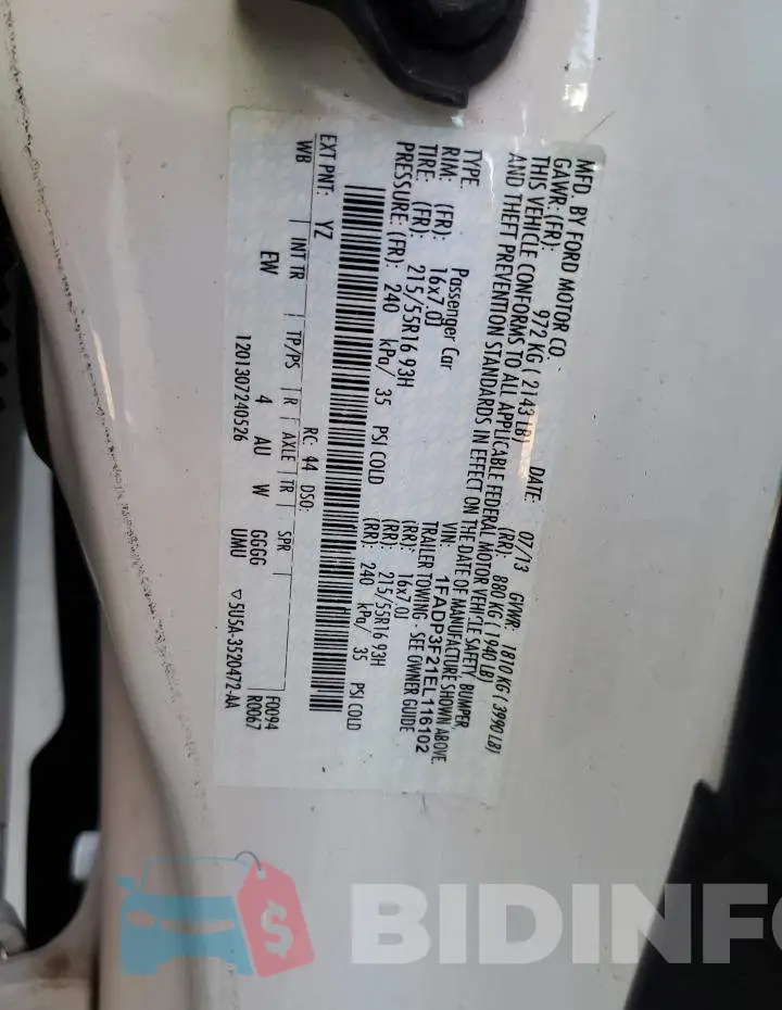 1FADP3F21EL116102 Photo# 12
