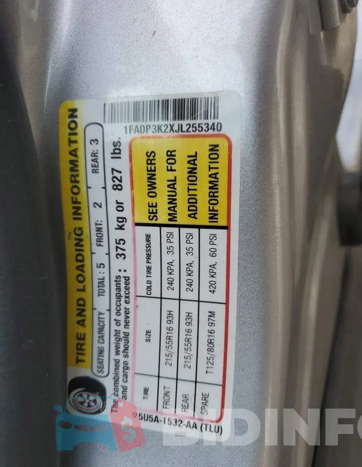 1FADP3K2XJL255340 Photo# 12
