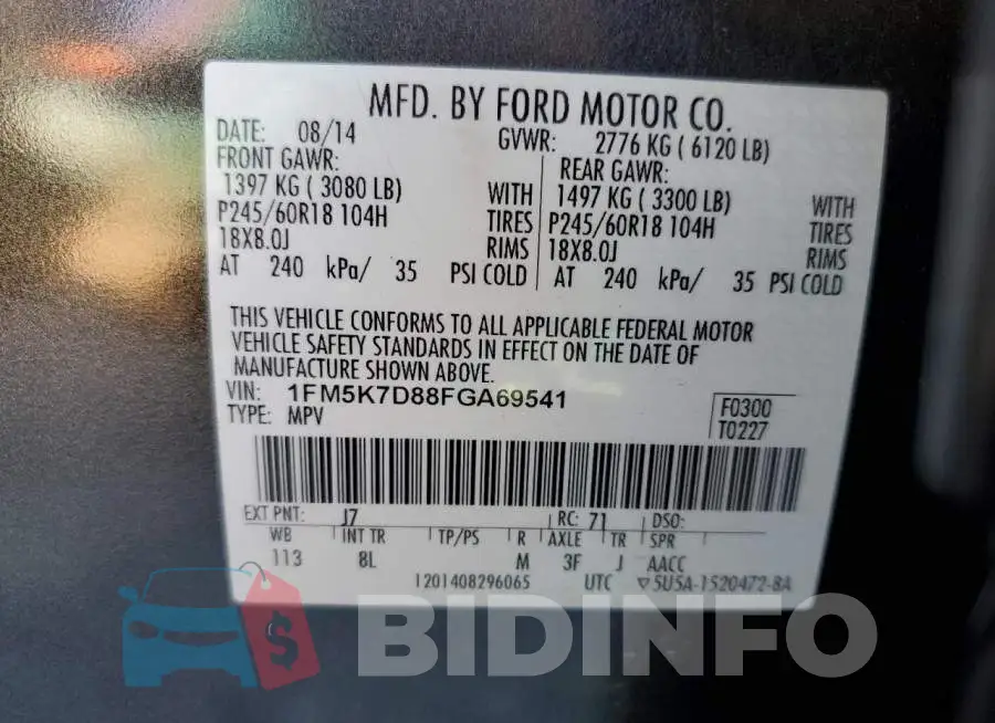 1FM5K7D88FGA69541 Photo# 13