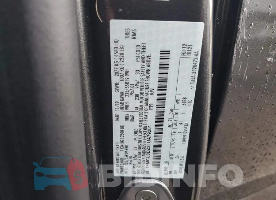 1FMCU0DZ3LUA79201 Photo# 12