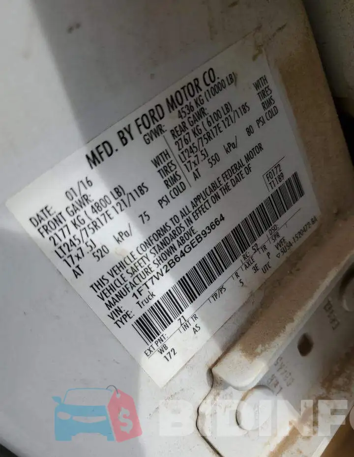 1FT7W2B64GEB93664 Photo# 13