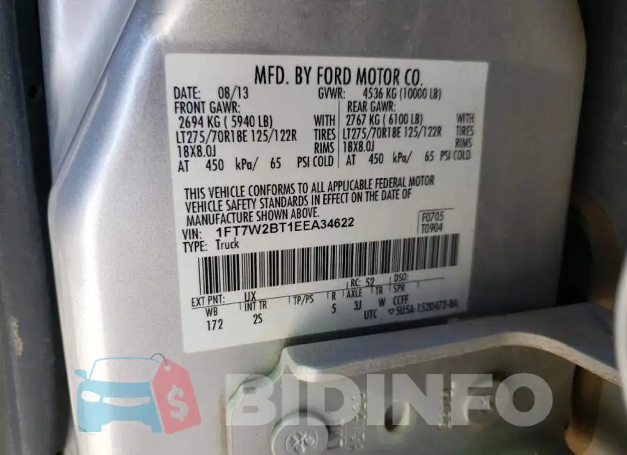 1FT7W2BT1EEA34622 Photo# 12