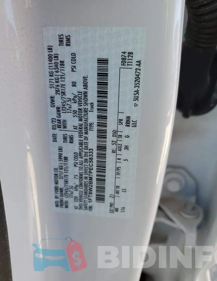 1FT8W2BM7PEC58333 Photo# 12