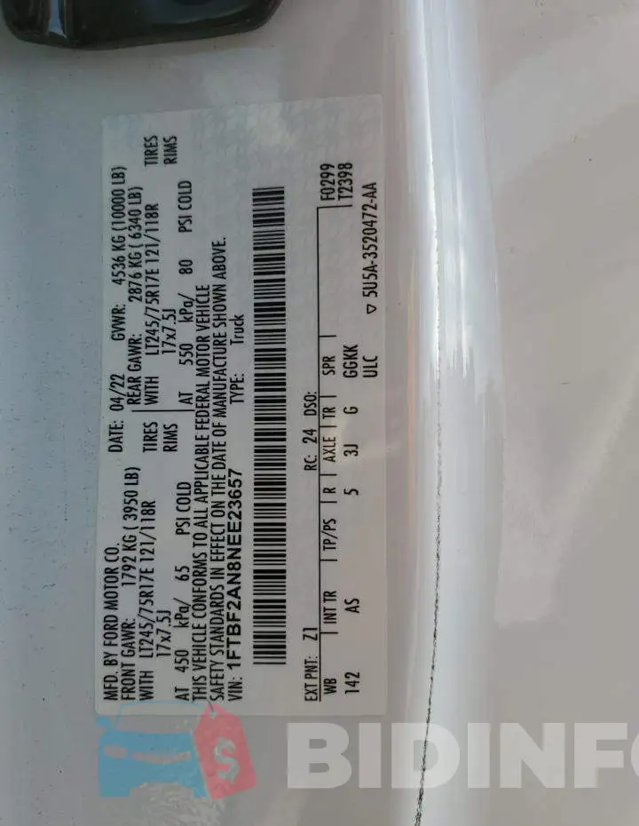 1FTBF2AN8NEE23657 Photo# 12