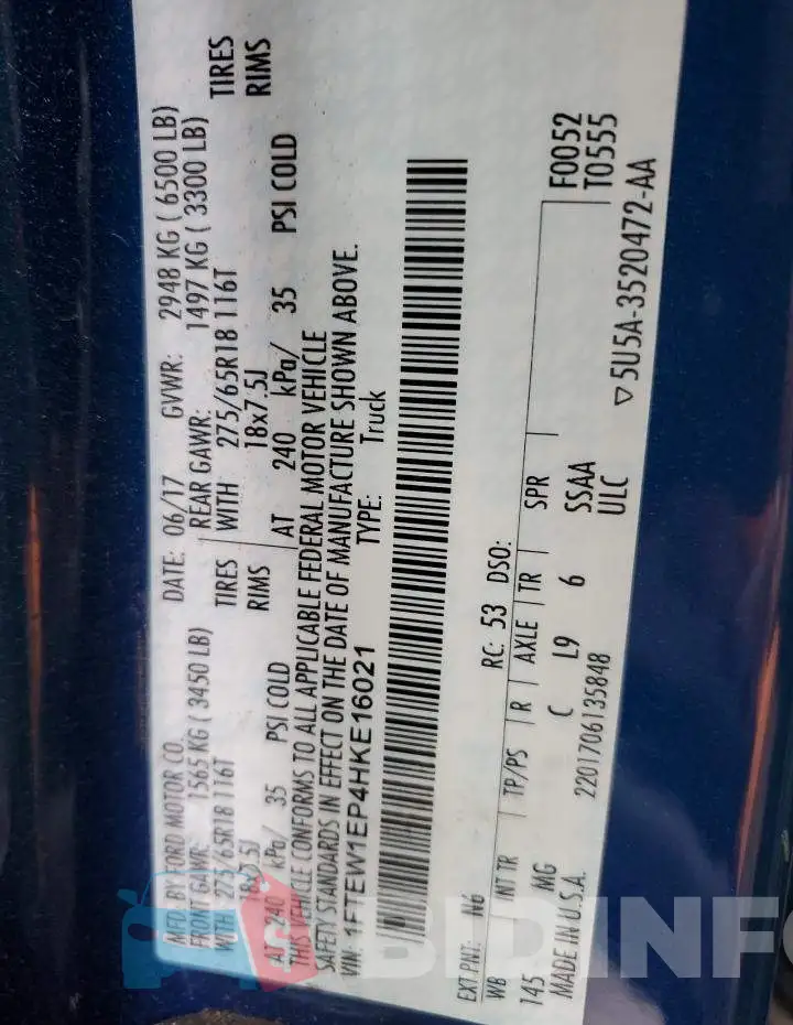 1FTEW1EP4HKE16021 Photo# 13