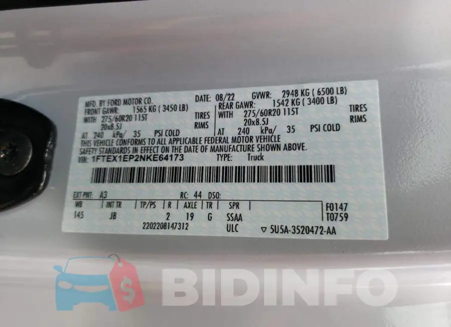 1FTEX1EP2NKE64173 Photo# 12