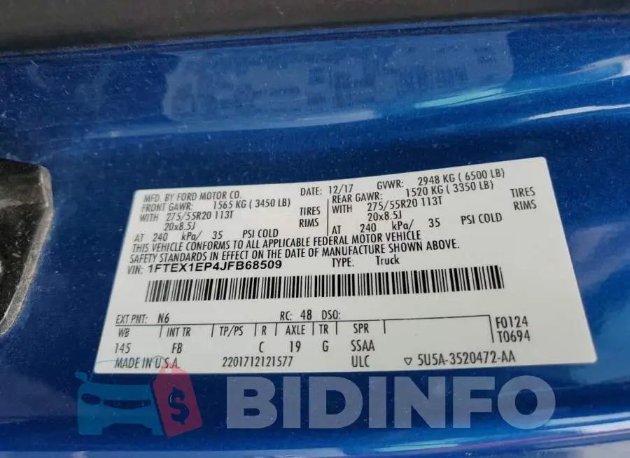 1FTEX1EP4JFB68509 Photo# 13