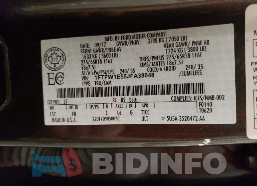 1FTFW1E55JFA38048 Photo# 13