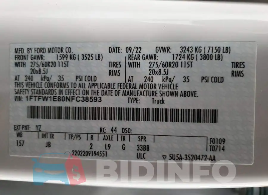 1FTFW1E80NFC38593 Photo# 12