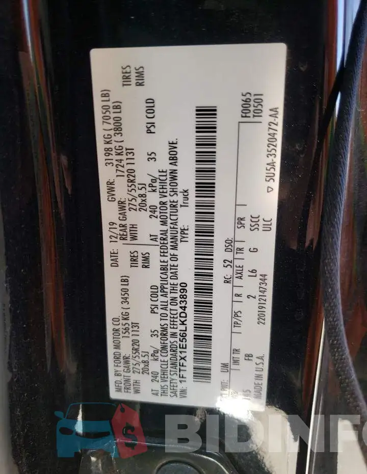 1FTFX1E56LKD43890 Photo# 12