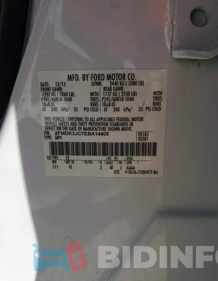 2FMDK3JC7EBA14405 Photo# 13