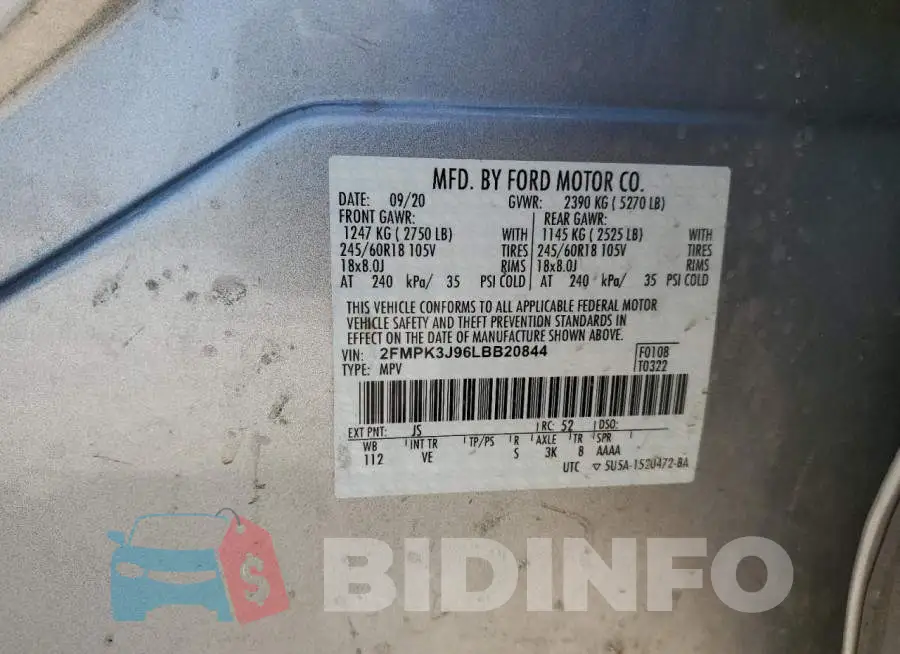 2FMPK3J96LBB20844 Photo# 13